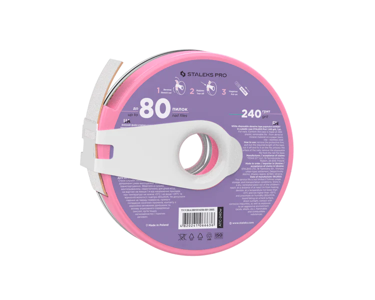 Staleks White disposable abrasive tape papmAm Expert 240 grit in a plastic case