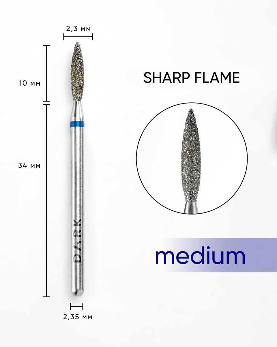 Dark Diamond Nail Bit Sharp Flame 2.3x10 mm blue