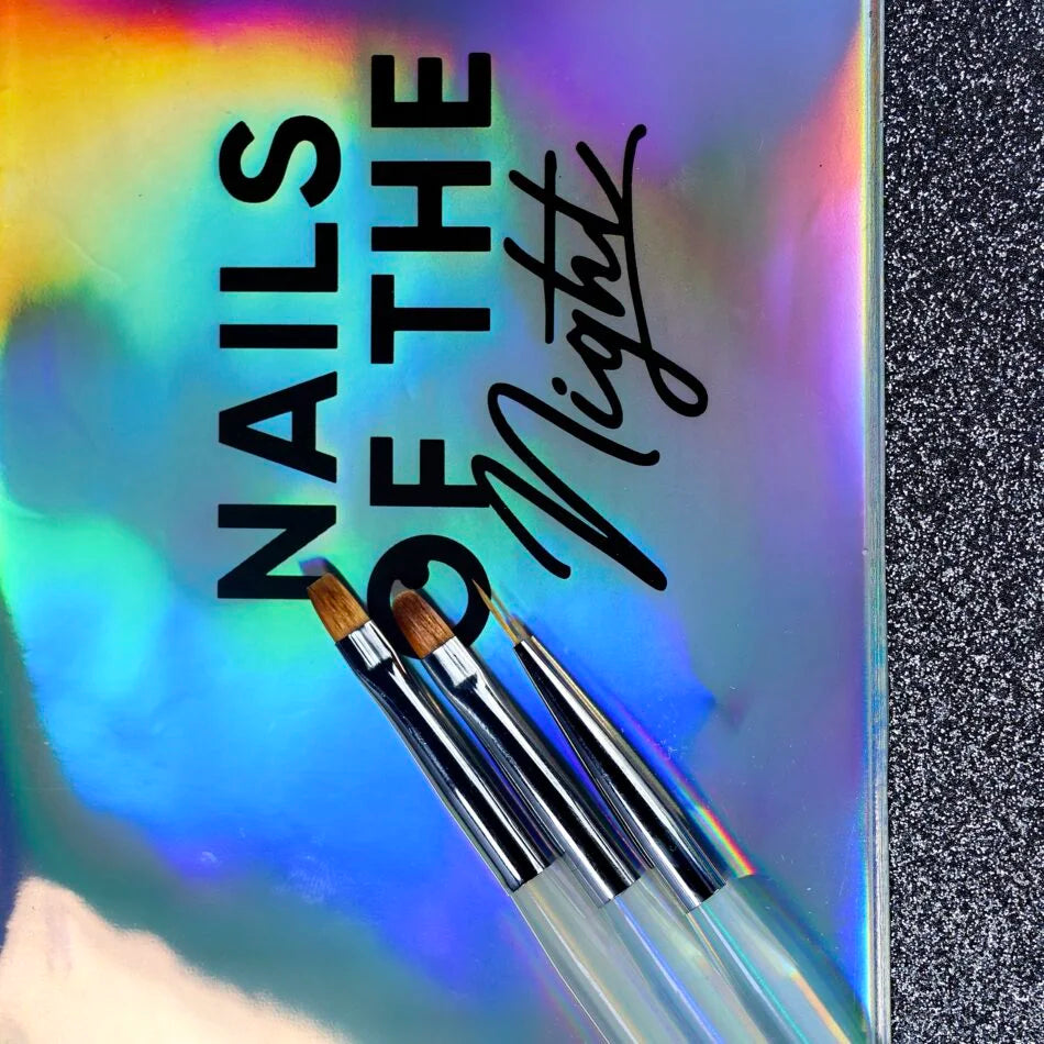 Nails Of The Day Brush Set Nail Art Brush (Liner 10 mm, Square, and Oval) + Cosmetic Pouch Gift