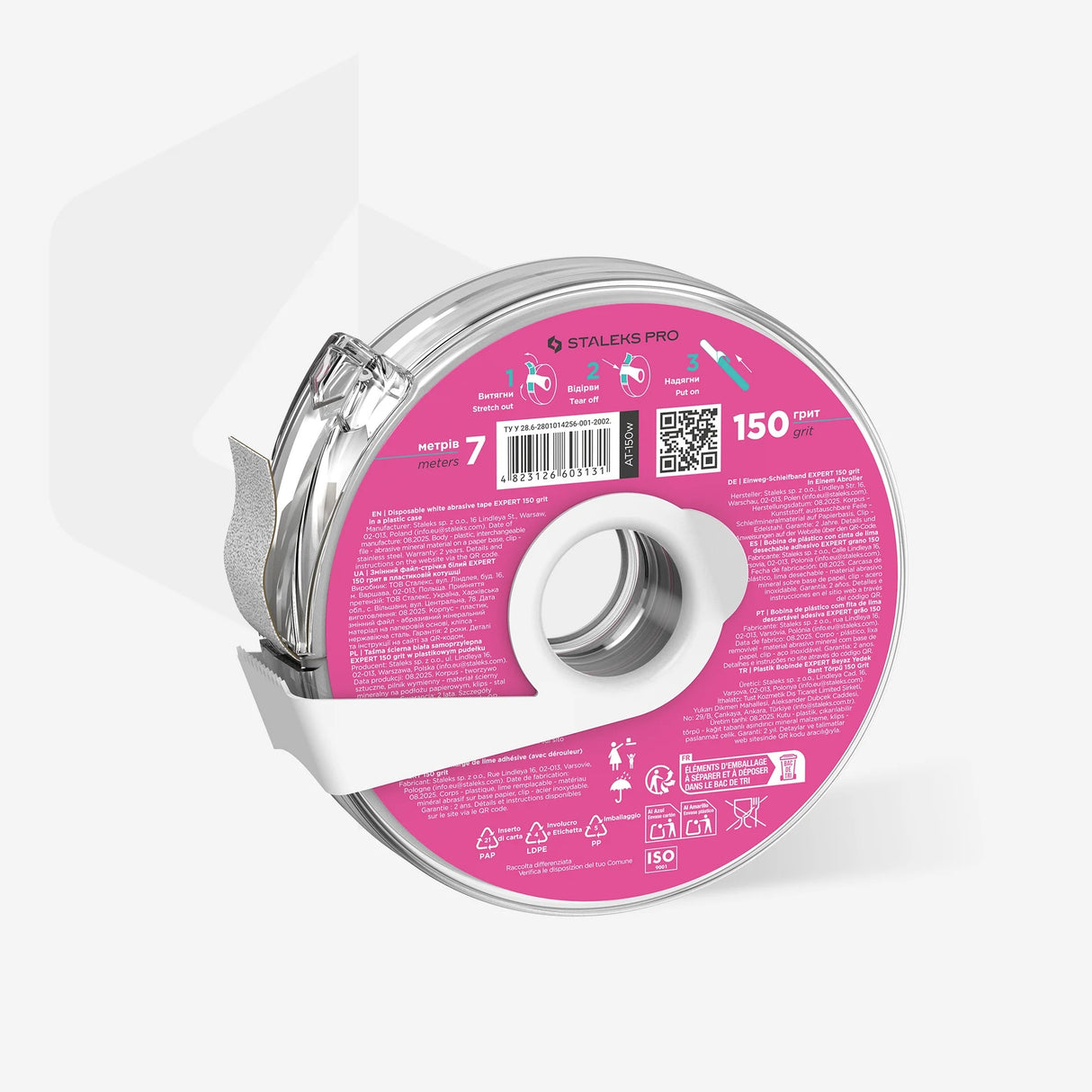Staleks Disposable white abrasive tape Expert 150 grit in a plastic case