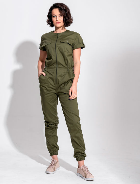Zipper Jumpsuit (Khaki)
