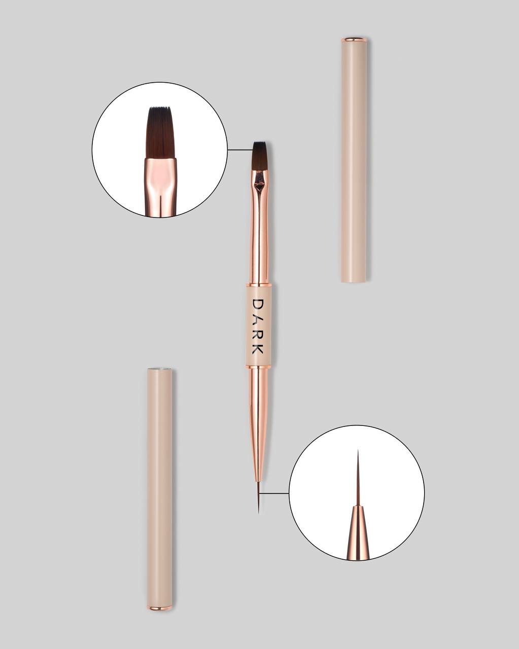Dark Double-Ended Brush Beige (liner 11 mm + flat square gel 9 mm)