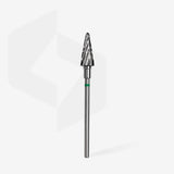 Staleks Expert Carbide nail drill bit cone Green, head diameter 6 mm, working part 14 mm