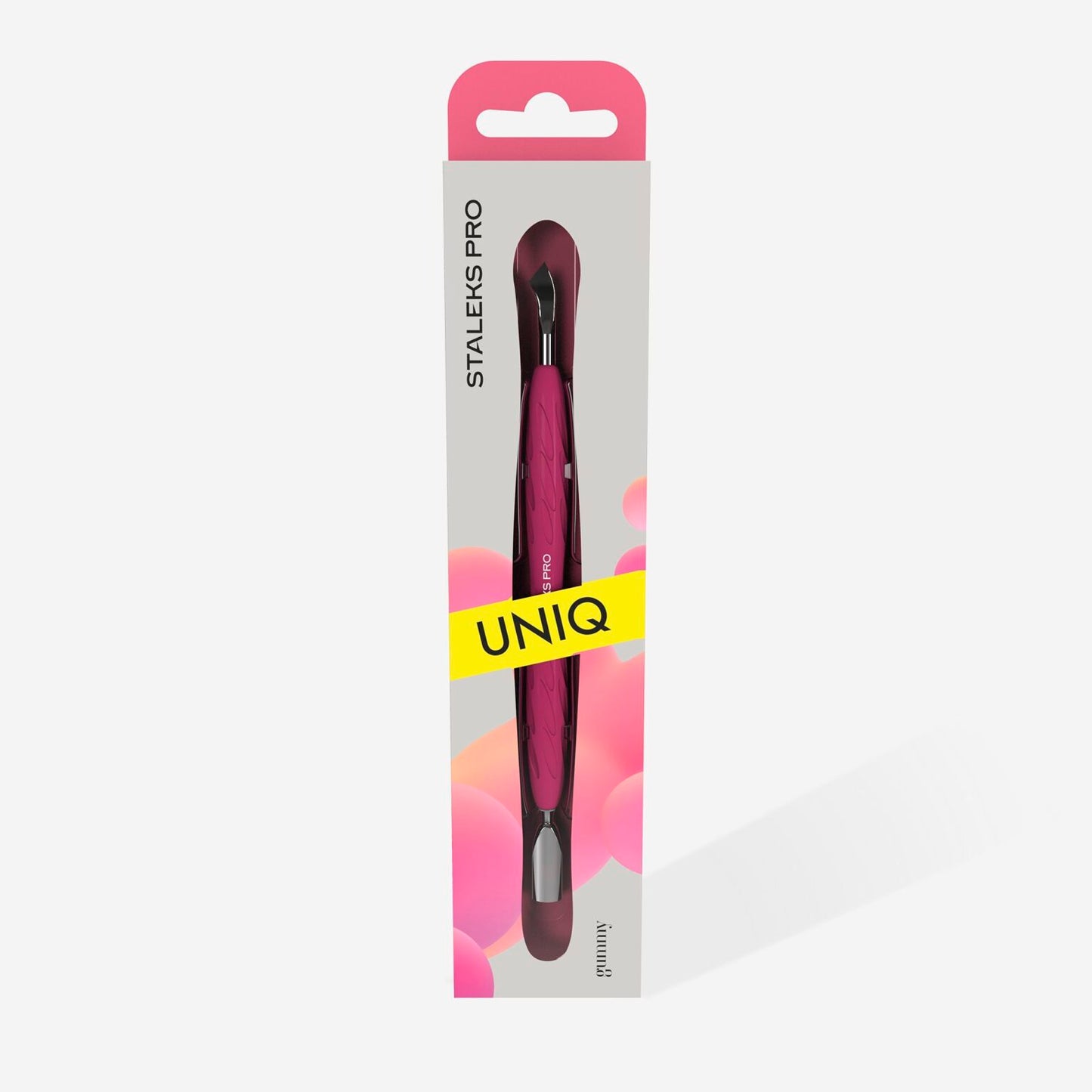 Staleks Manicure Pusher Gummy with silicone handle Uniq 10 Type 4.2 (rounded narrow pusher and bent blade)