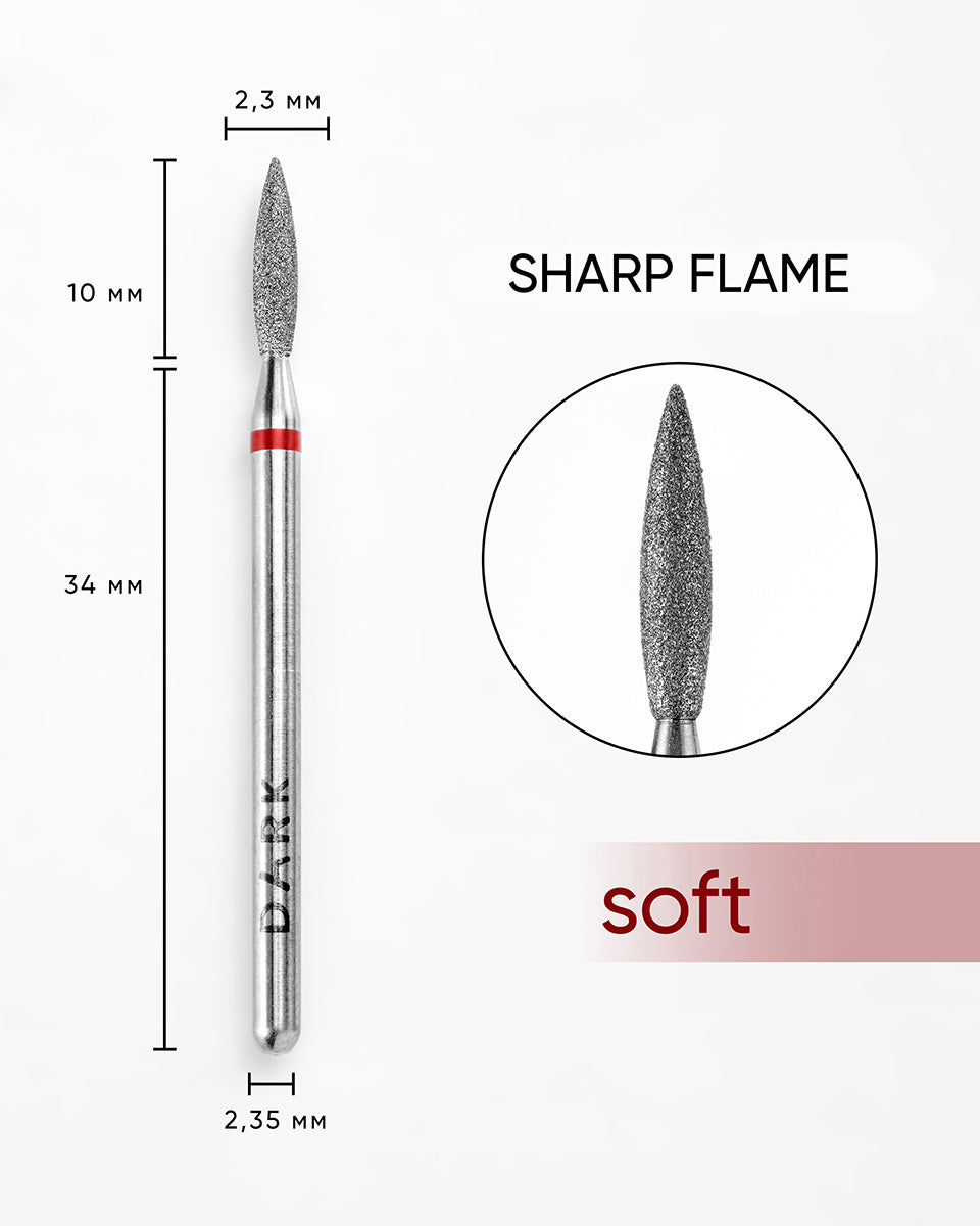 Dark Diamond Nail Bit Sharp Flame 2.3x10 mm red