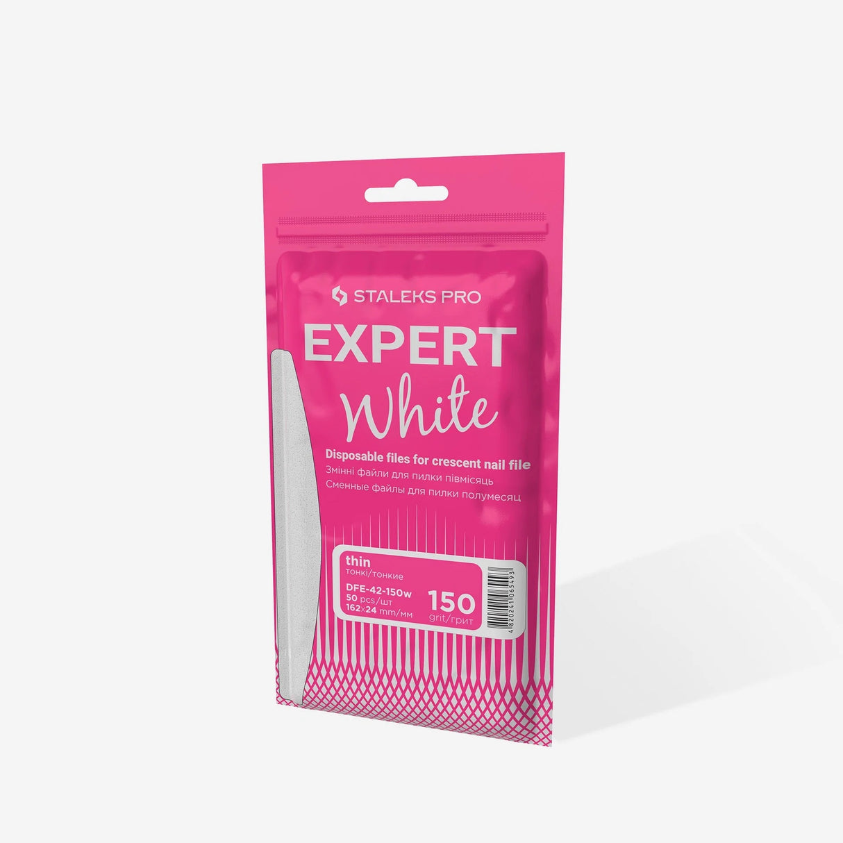Staleks Disposable white files for crescent nail file Expert 42 150 grit (50 pcs)