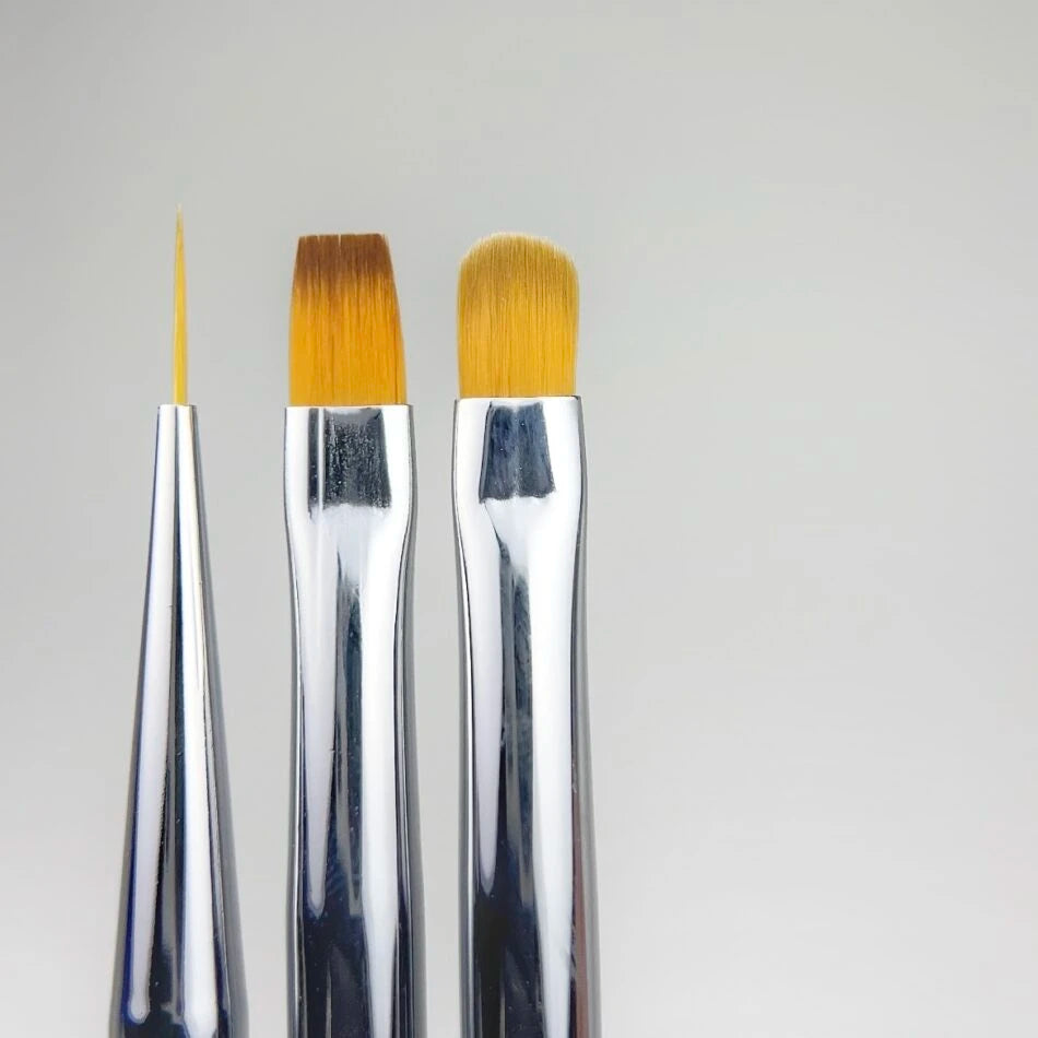 Nails Of The Day Brush Set Nail Art Brush (Liner 10 mm, Square, and Oval) + Cosmetic Pouch Gift