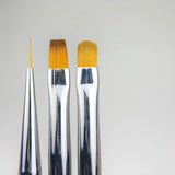 Nails Of The Day Brush Set Nail Art Brush (Liner 10 mm, Square, and Oval) + Cosmetic Pouch Gift