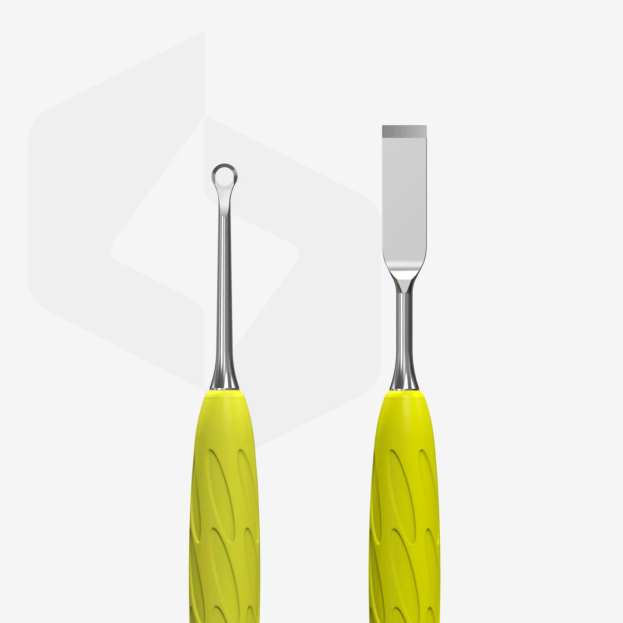 Staleks Manicure Pusher Gummy with yellow silicone handle Uniq 11 Type 1 (straight flat and loop pusher)
