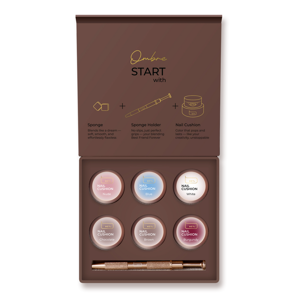 Heylove Nail Cushion Set Brown, 6 pcs