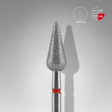Staleks Expert Diamond nail drill bit pointed pear red, head diameter 5 mm, working part 12 mm