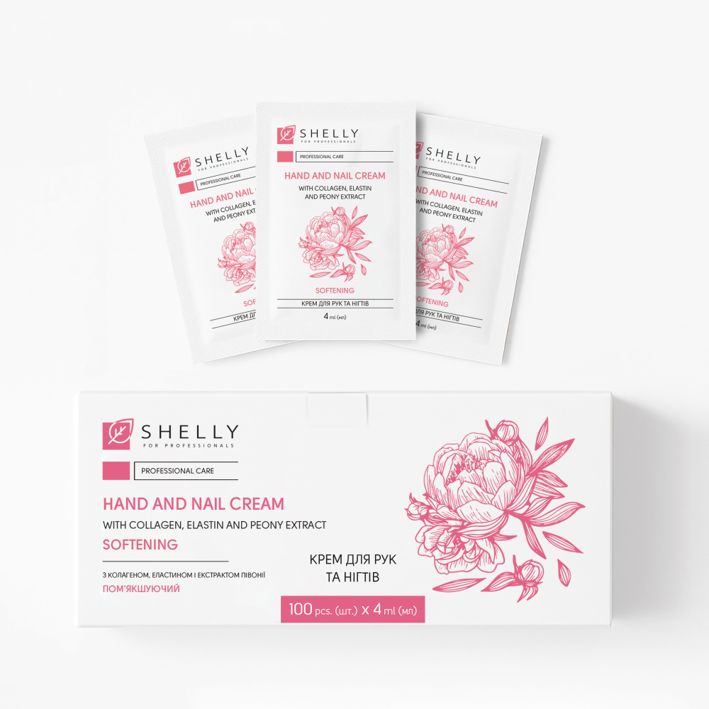 Shelly Hand And Nails Cream Moisturizing (Collagen, Elastin, Peony Extract), 4 ml x 100