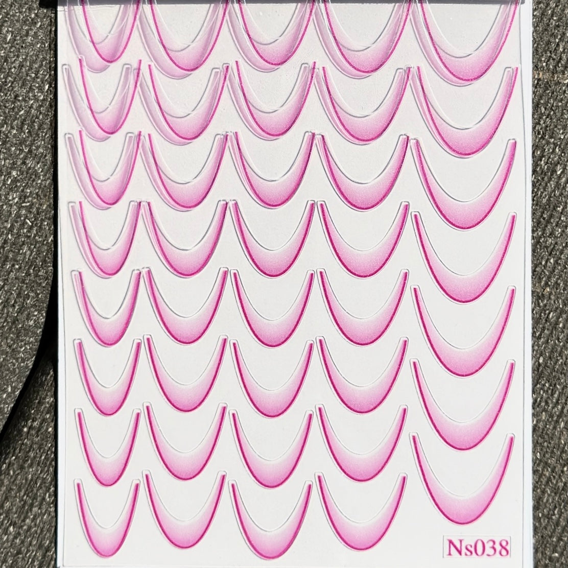 Gradient French Line Nail Stickers Pink