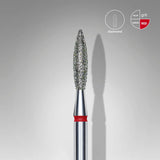 Staleks Expert Diamond nail drill bit flame Red, head diameter 2,3 mm, working part 10 mm