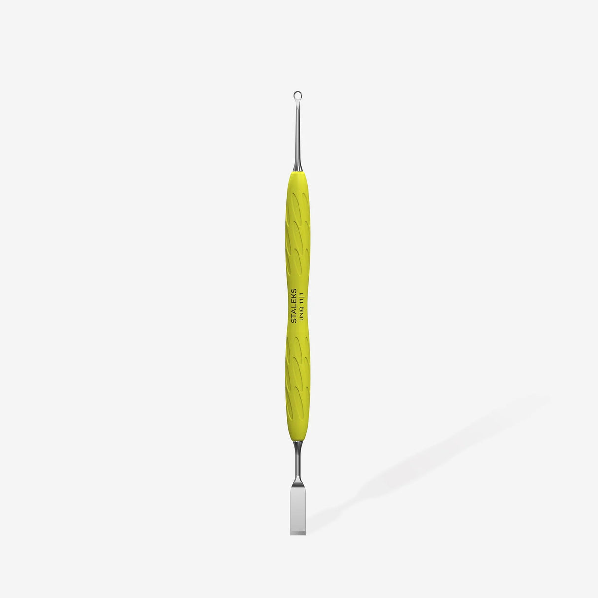 Staleks Manicure Pusher Gummy with yellow silicone handle Uniq 11 Type 1 (straight flat and loop pusher)