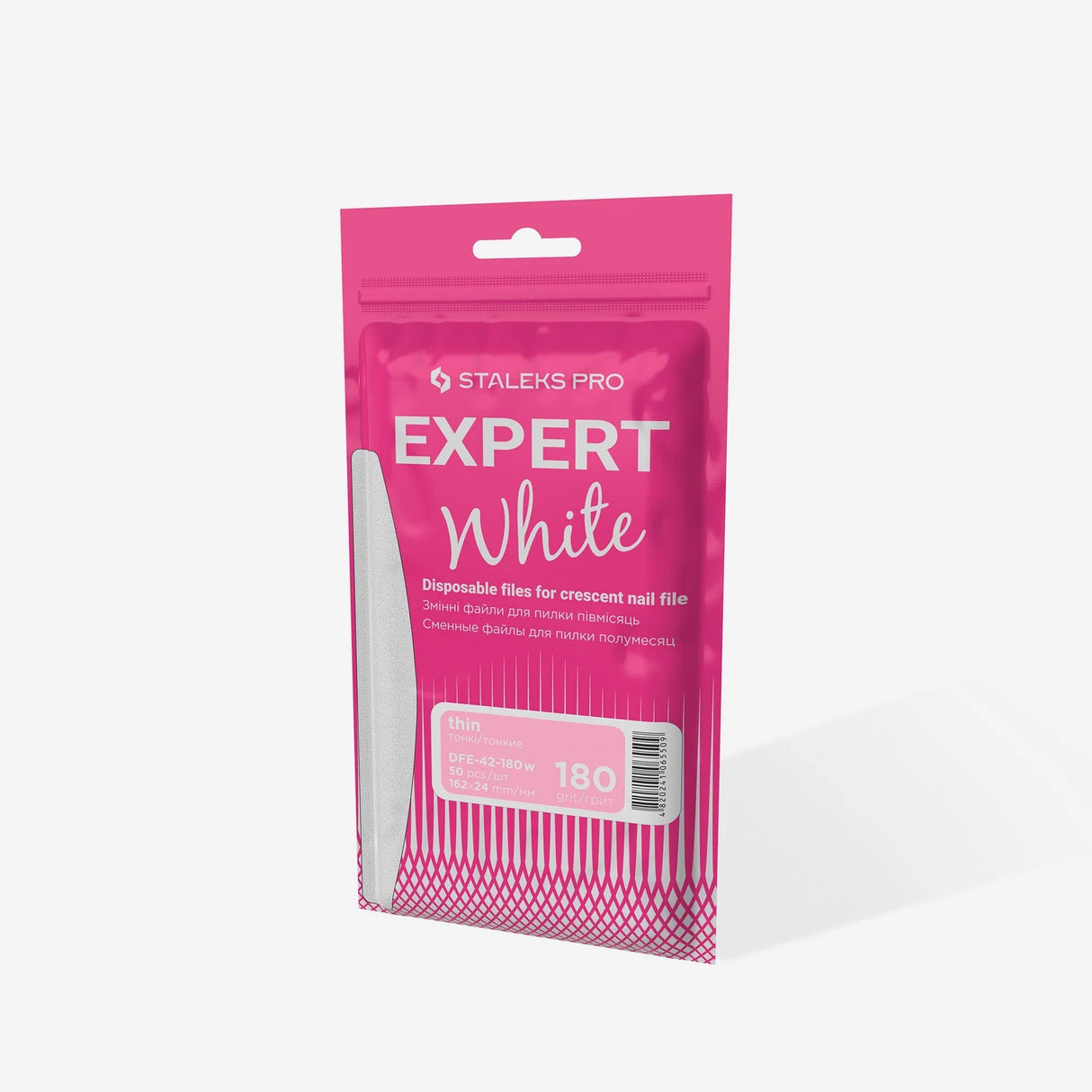 Staleks Disposable white files for crescent nail file Expert 42 180 grit (50 pcs)