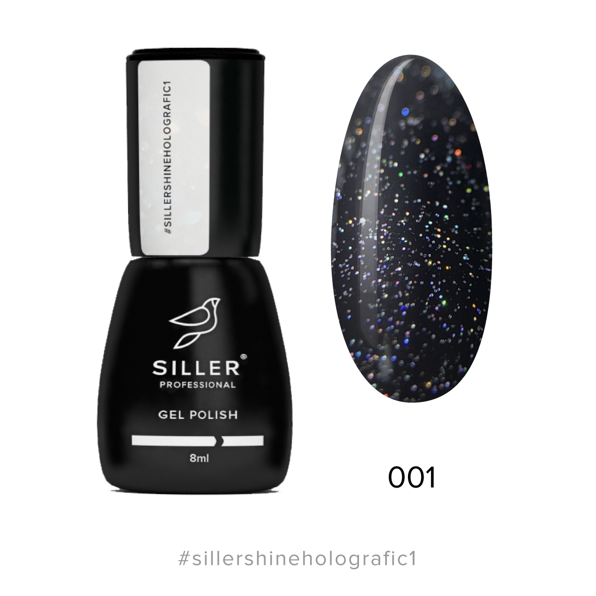 Siller gel polish holographic №1, 8 ml