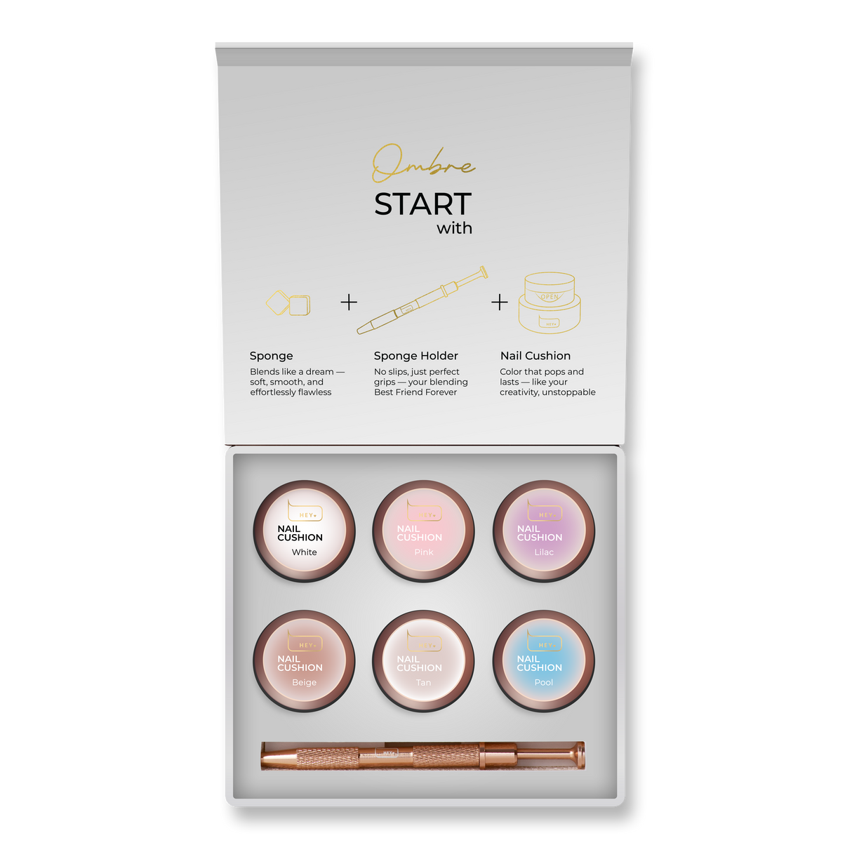 Heylove Nail Cushion Set White, 6 pcs