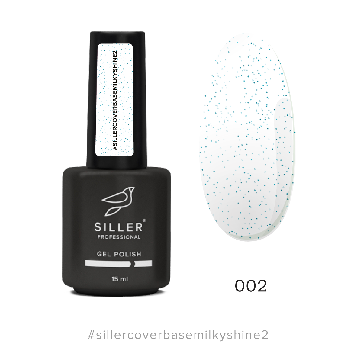 Siller Cover Base Milky Shine No. 2 - milky camouflage base with blue microshine for nails, 15 ml