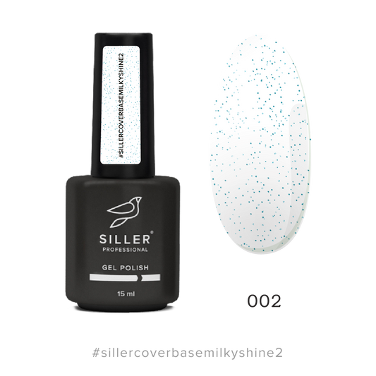 Siller Cover Base Milky Shine No. 2 - milky camouflage base with blue microshine for nails, 15 ml