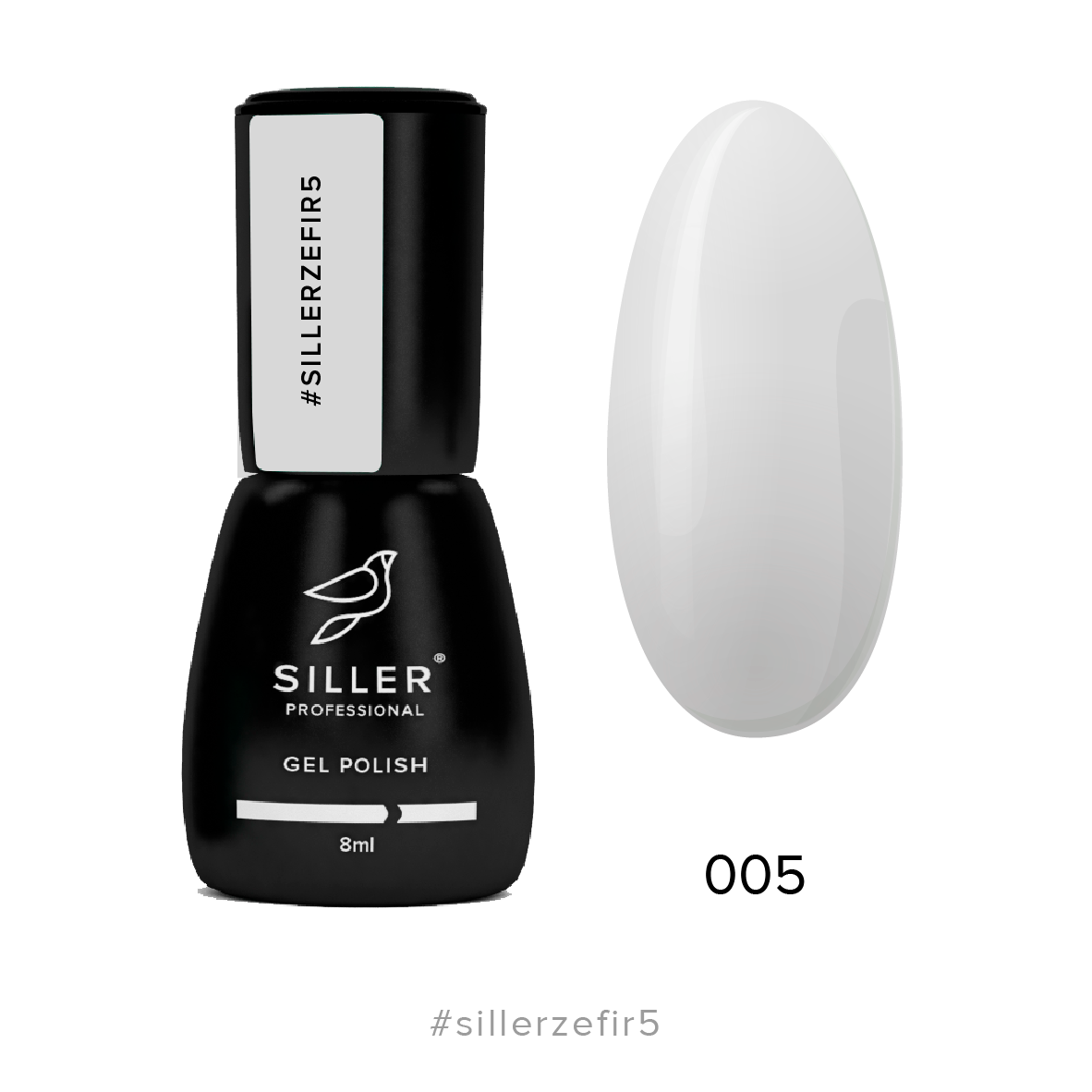 Siller Zefir Gel Polish 05 (light pastel grey), 8 ml