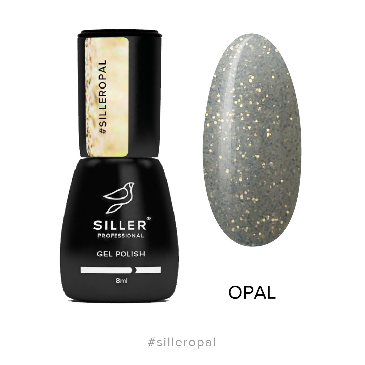 Siller Opal Gel Polish (clear with gold glitter), 8 ml