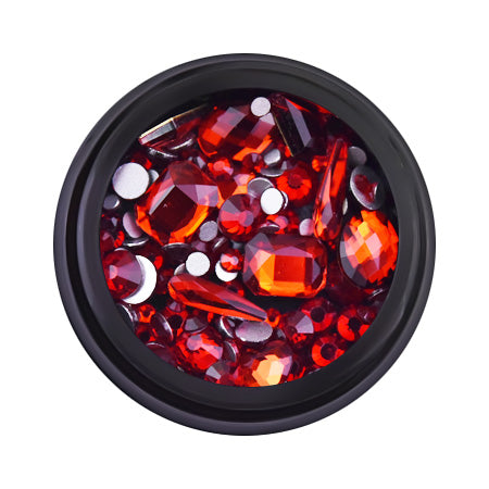 Rhinestones curly in a jar MIX red 12g